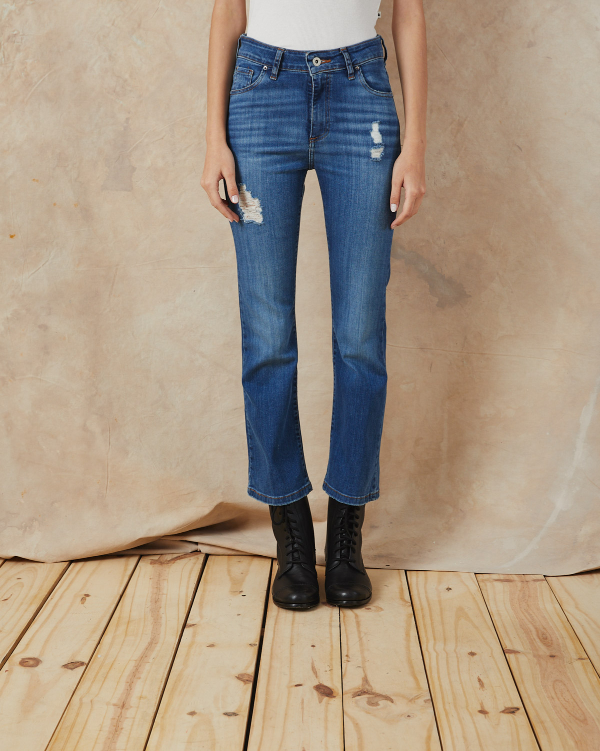 Jerry Petit Rose High Used Mid Blue Jeans