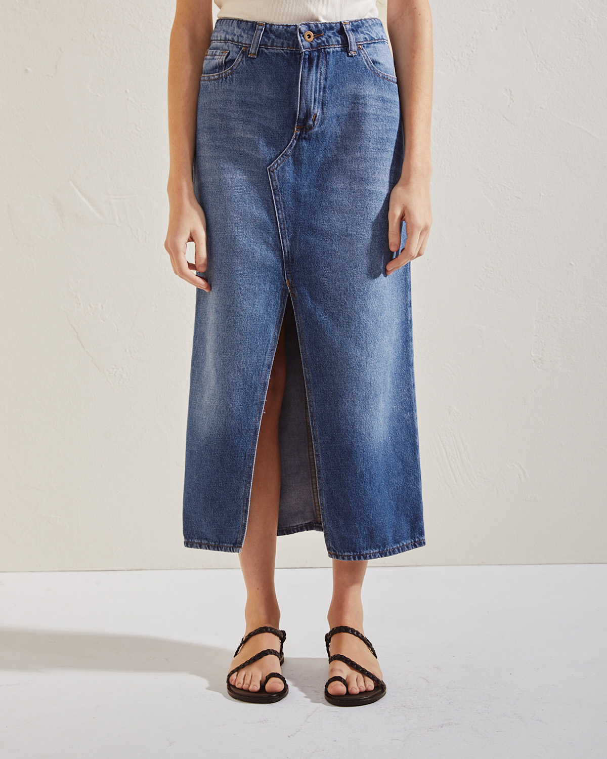 Falda Texas High Used Mid Blue